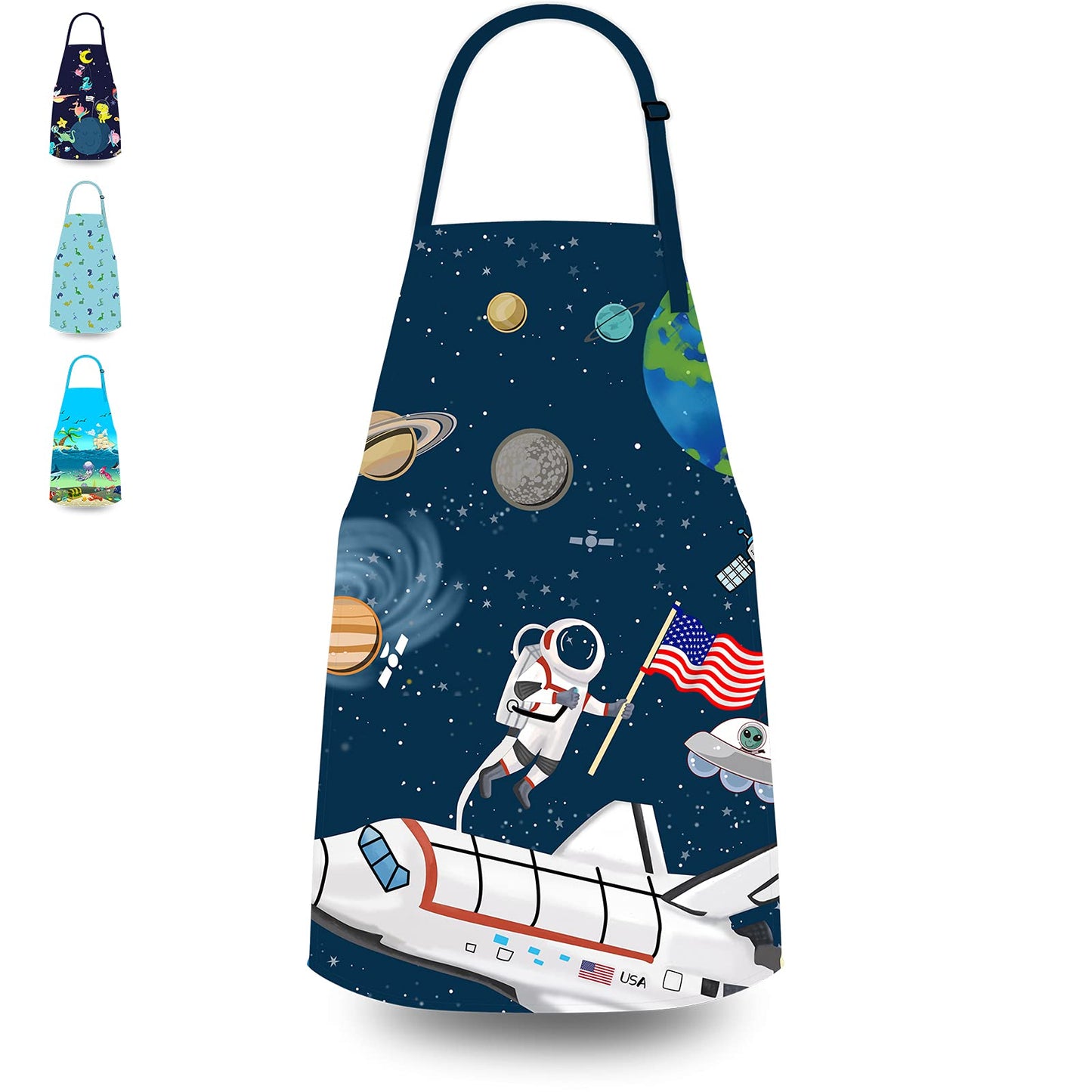 DEABOLAR Kids Apron for Boys, Unisex Apron With Adjustable Neck strap, Kitchen Bib Apron for Cooking Painting Baking