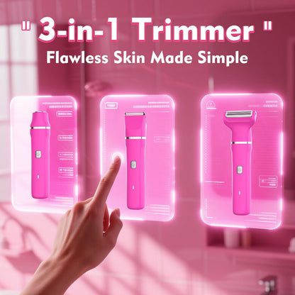 Bikini Trimmer for Women - Painless Electric Razors for Silk Skin,Cordless Body Shaver for Trip,Replaceable Lady Facial Razor, IPX7 Waterproof&Easy Cleaning, Ceramic Blade, USB Charge Dock Pink