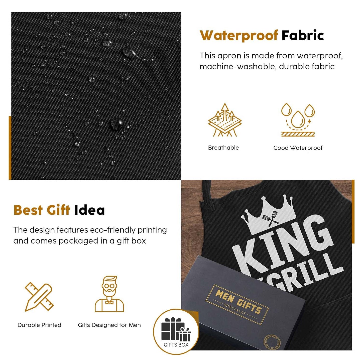 JDNFYGX Gifts for Men Dad Husband Boyfriend Brother, Funny Gifts for Him - Fathers Day, Birthday, Valentines Day, Grilling Gifts for Men, Cooking BBQ Grilling Aprons Gifts for Dad Him, Chef Gifts