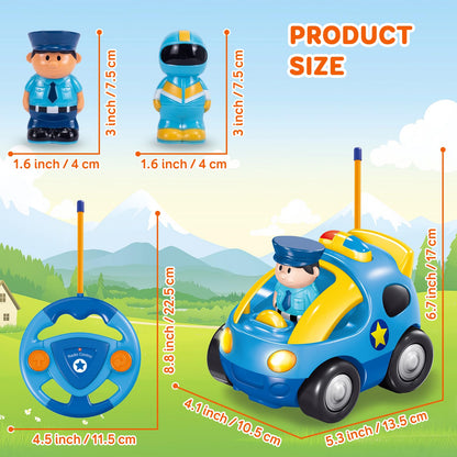 Pup Go First Remote Control Car for Toddler 18 Months+, 2 Interchangeable Dolls with Siren & Lights, Baby RC Police Racing Toy for 2 3 Year Old Boys Girls Kids, Perfect Xmas Presents (Sapphire Blue)