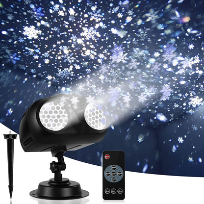 Christmas Snow Projector Lights, Dynamic Rotating Snowflake Projection Light Outdoor, IP65 LED Snow Spotlight Lightning for Halloween Xmas New Year Party Wedding Holiday Garden (Black)