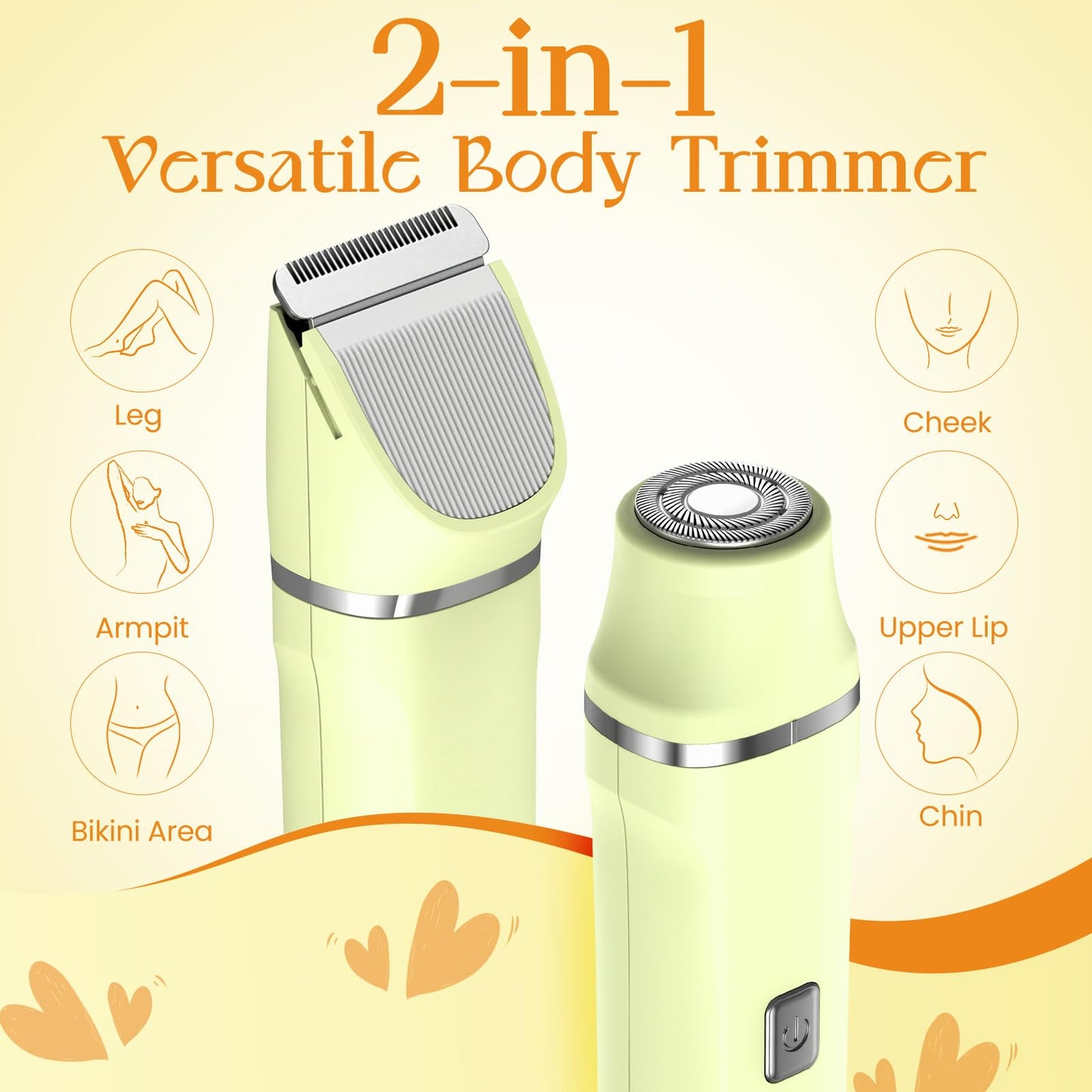 Bikini Trimmer for Women - Painless Electric Razors for Silk Skin,Cordless Body Shaver for Trip,Replaceable Lady Facial Razor, IPX7 Waterproof&Easy Cleaning, Ceramic Blade, USB Charge Dock Pink