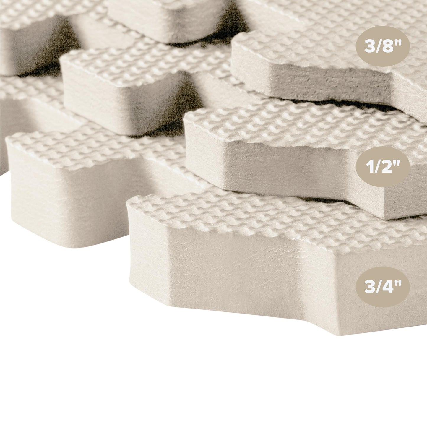 We Sell Mats 1/2" Thick Multipurpose EVA Foam Exercise Floor Mat, Interlocking Tiles, Anti-Fatigue for Home or Gym, 24 in x 24 in, 6 Tiles, Sand