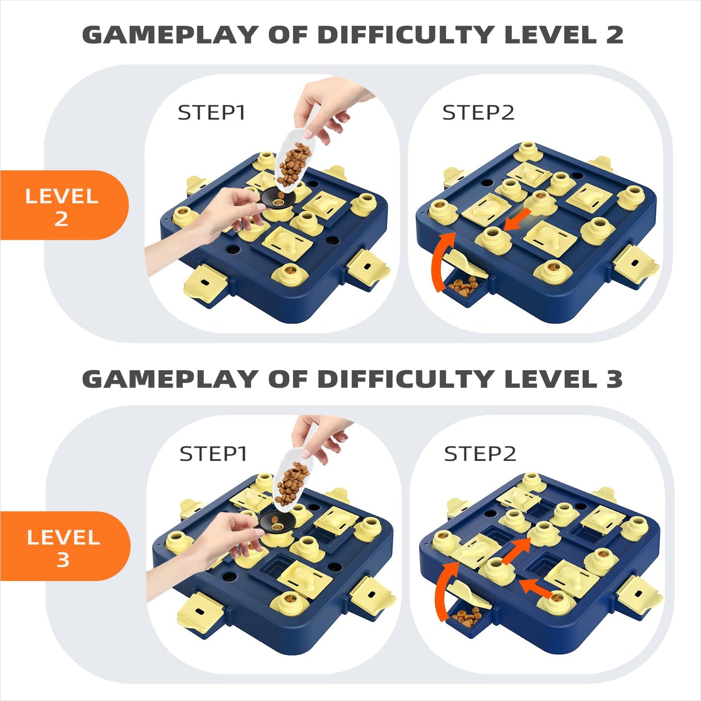 KADTC Dog Chess Puzzle Toy Level 3 in 1 for Small/Medium/Large Dogs Smart Mind Stimulating Game Puppy Brain Stimulation Cognitive Enrichment Toys Keep Them Busy Boredom Interactive Treat Food Puzzles
