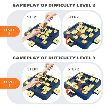 KADTC Dog Chess Puzzle Toy Level 3 in 1 for Small/Medium/Large Dogs Smart Mind Stimulating Game Puppy Brain Stimulation Cognitive Enrichment Toys Keep Them Busy Boredom Interactive Treat Food Puzzles