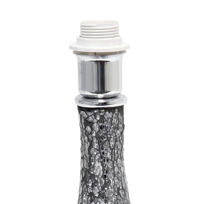 Simple Designs LT3039-BLK 14.17” Contemporary Mosaic Tiled Glass Genie Standard Table Lamp with Matching Fabric Shade for Home Décor, Bedroom, Living Room, Foyer, Office, Black/Silver