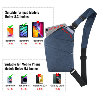 VADOO Sling Bag, Anti-Theft Chest Pack, Crossbody Shoulder Bag - Black Slim Multi-Pocket Backpack for Men - Lightweight, Outdoor, Sport, Travel, Hiking, Casual Daypack