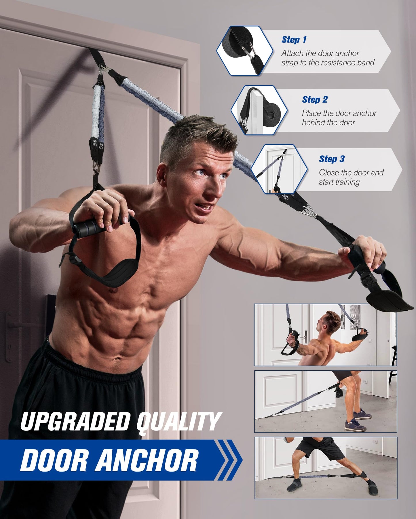 ALongSong Resistance Bands Set Men With Pilates Bar Set 6 Latex Exercise Bands 50-360Lbs/Handles Door/Anchor Pilates Equipment For Home Gym Workout Fitness