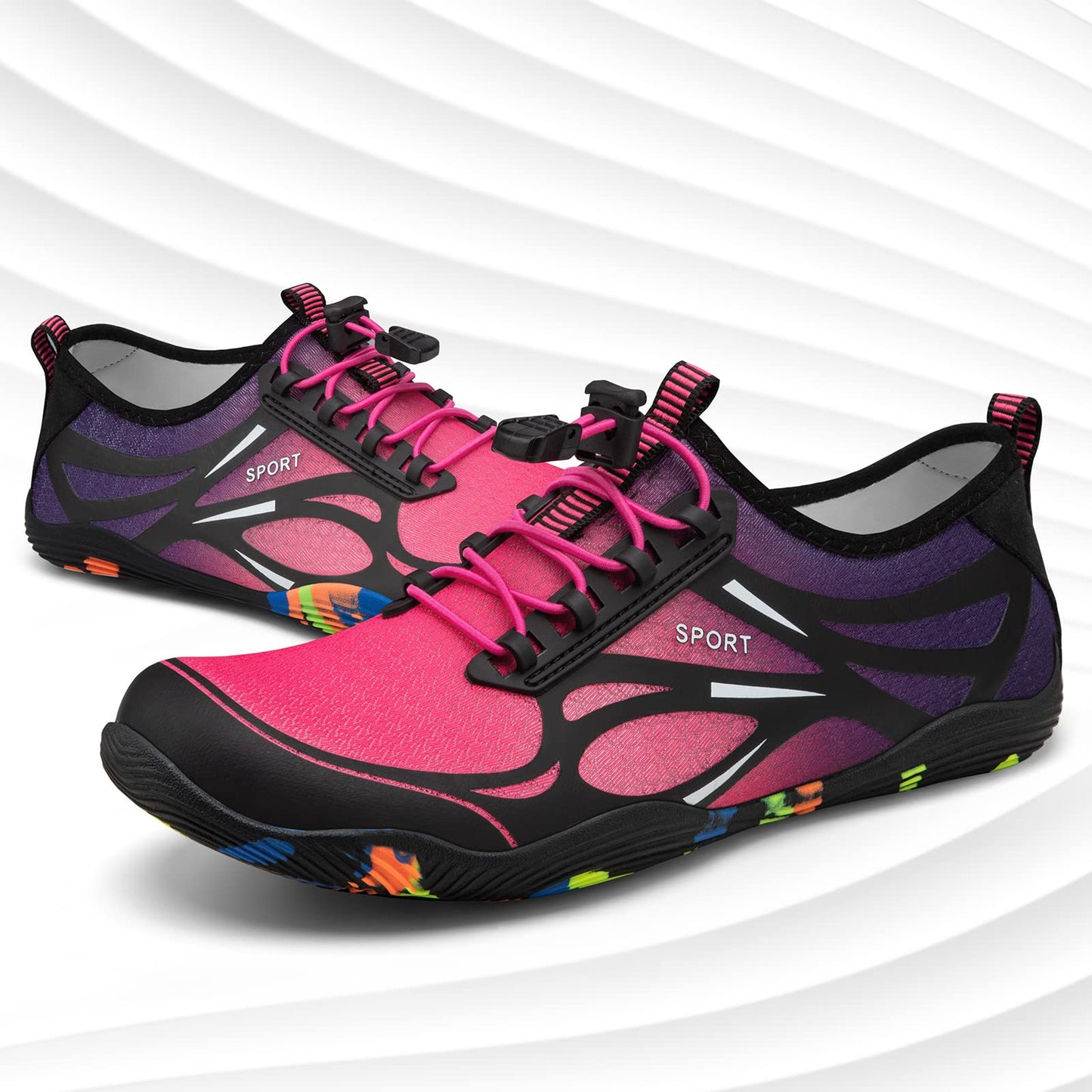 Water Shoes for Women Barefoot Shoes Women Swim Beach River Pool Aqua Socks Quick Dry for Hiking Surfing Kayaking Cruise Ship Essentials Size Women 8.5 / Men 7.5 (4-Purple)