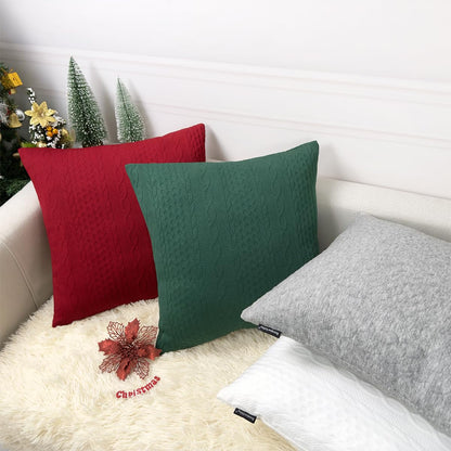 Booque Valley Christmas Pillow Covers, Pack of 2 Super Soft Elegant Modern Patterned Red Cushion Covers Decorative Stretchy Throw Pillow Cases for Sofa Bed Car Chair, 18 x 18 inch(Red)