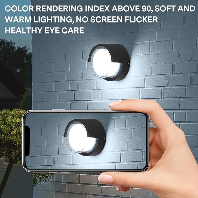 Patio Wall Light 4 Pack 12W Outside Wall sconces 6500K Cold Lights Outdoor Wall Light Modern Wall Porch Light Outdoor Light Fixture