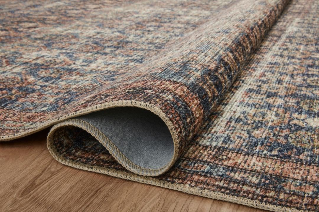 Loloi Amber Lewis Billie Collection, Ocean & Brick 5'-0" x 7'-6" Area Rug – Antique & Distressed Accent Rugs for Living Room, Bedroom, Entryway & Hallway, No Shed High Traffic Area Home Decor Rug