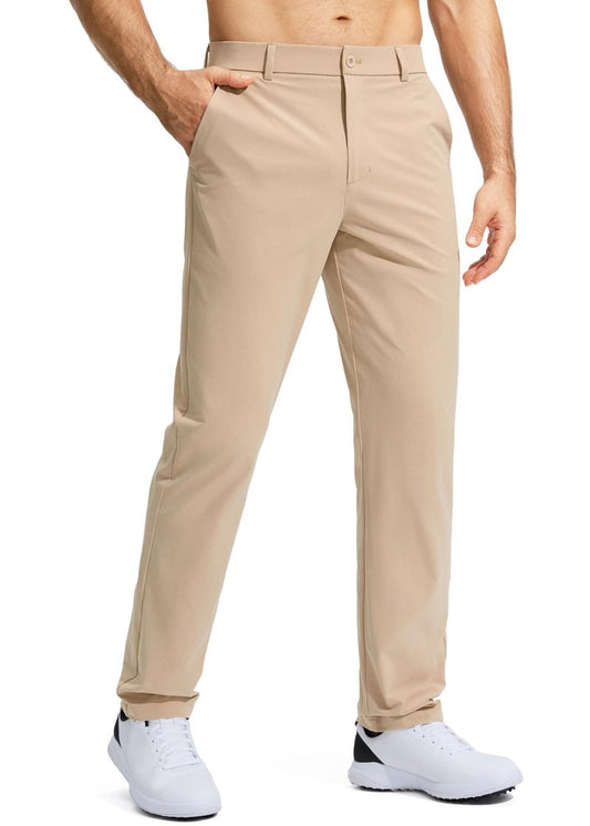 Pudolla Men's Golf Pants Mens Stretch Dress Pants 30 Lightweight Quick Dry Casual Slacks Work Pants with Pockets(Khaki 40Wx30L)
