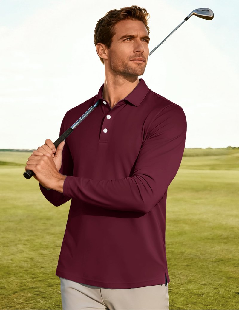 MAGCOMSEN Men's Polo Shirts Long Sleeve Casual Collared Golf Shirts Dry Fit Lightweight Performance Moisture Wicking Work Polos