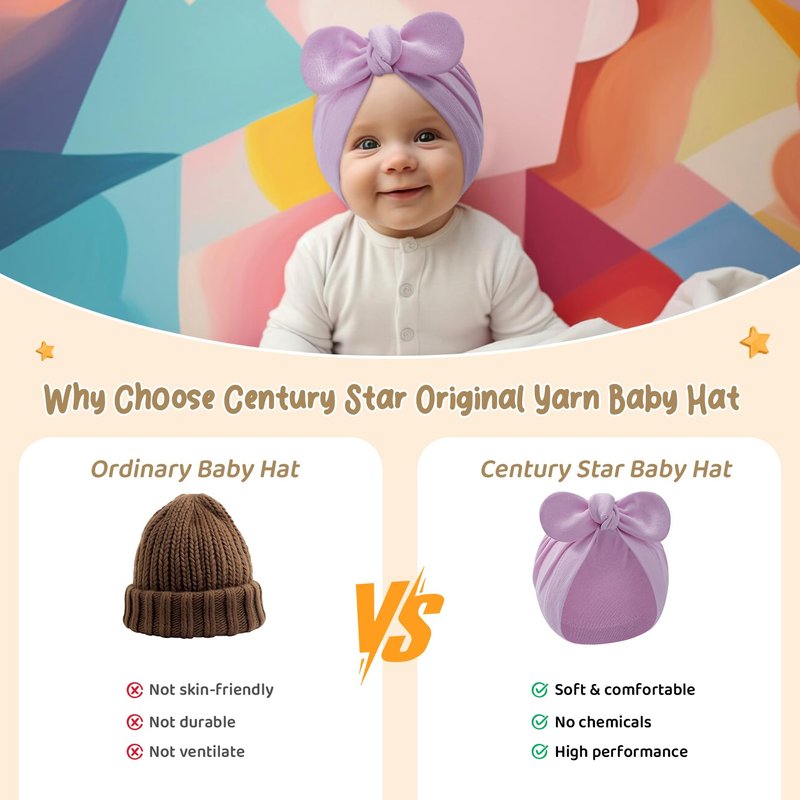 Century Star Baby Girl Beanie Hats Bow Knot Baby Bonnet Infant Toddler Hospital Hat Newborn Cotton Head Wrap Beanie Cap 2Pcs Pink&Beige One Size