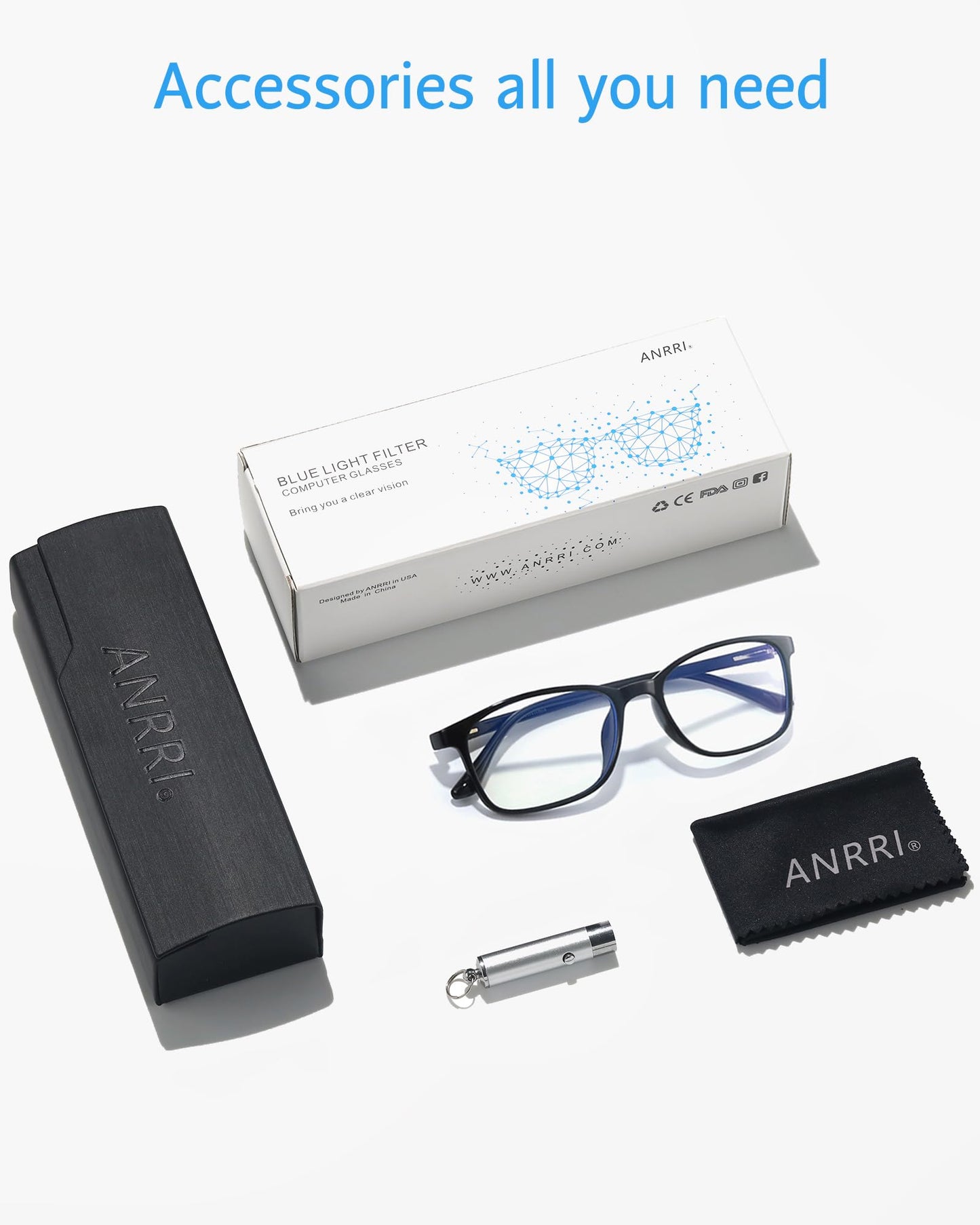 ANRRI Blue Light Blocking Glasses Anti Eyestrain UV Filter Computer Game Eyeglasses Lightweight Frame
