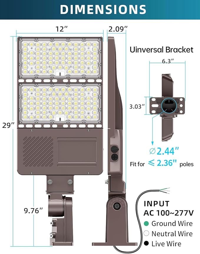 4PCS LED Parking Lot Lights 320W 250W 200W, LED Shoebox Light 5700K 5000K 4500K Arm&Slip Fitter Mount, DLC Listed Outdoor Pole Light with Photocell, IP65 Commercial Street Area Flood Lighting 100-277V