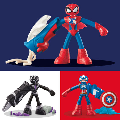 Play-Doh Marvel Hero Adventure Playset, 3 Marvel Action Figures with Wearable Tools, Black Panther, Captain America & Spider-Man Imagination Toys for Boys and Girls Ages 4 and Up