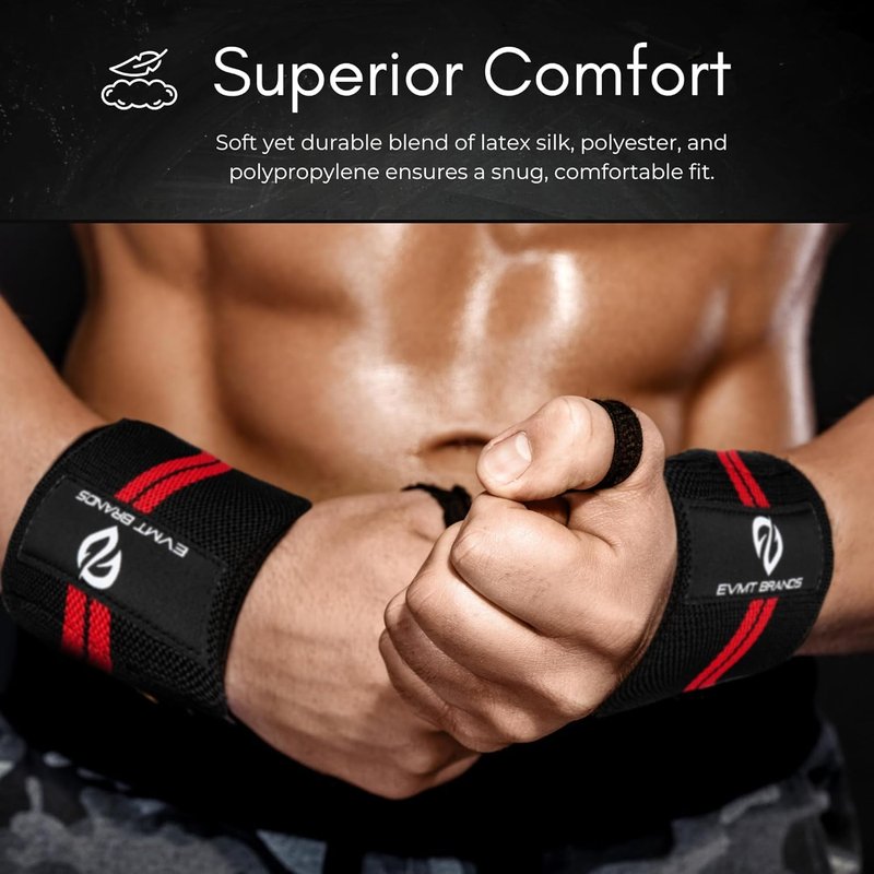 EVMT Premium Wrist Wraps for Weightlifting | Durable Lifting Straps for Enhanced Wrist Support | Perfect for Strength Training, Gym Workouts & General Athletics
