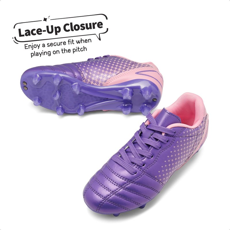 DREAM PAIRS Boys Girls Outdoor Sport Football Shoes Soccer Cleats for Little/Big Kid,Size 13 Little Kid,Light/Purple/Pink,SUPERFLIGHT-1K