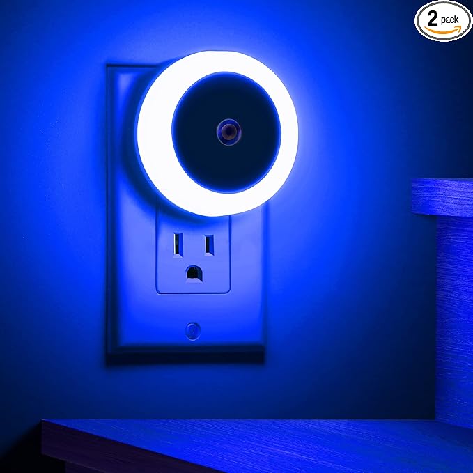 Briignite 2 Pack Blue Night Light, LED Night Light for Kids & Adults, Plug In, 60LM, 0.6W