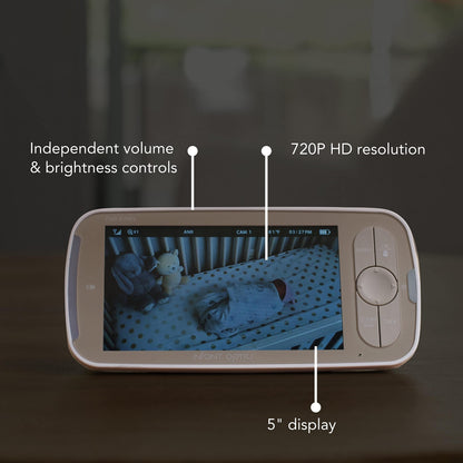 Infant Optics DXR-8 PRO Video Baby Monitor, 720P HD Resolution 5" Display, Patented A.N.R. (Active Noise Reduction), No WiFi, Pan Tilt Zoom, and Interchangeable Lenses