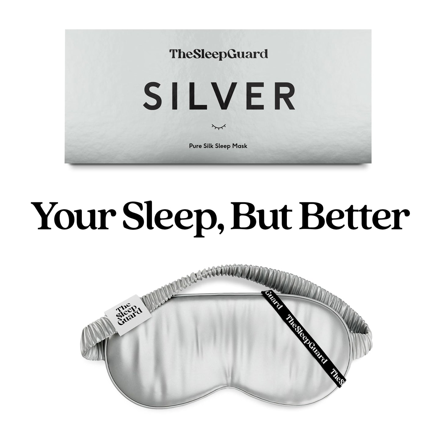 TheSleepGuard Pure Silk Sleep Mask [100% 6A Mulberry Silk, 22 Momme] Light Blocking Travel Essentials. Eye Masks for Sleeping. Black Oeko-Tex Blindfold. Eye Covers for Men & Women
