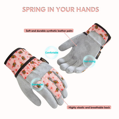 Vgo... 3 Pairs Kids Gardening Gloves Ages 3-9 | Breathable Yard Work Gloves | Outdoor Play, Cycling & DIY Safety Gloves, Machine Washable (3 Pairs, Size XS, Pink, KID-MF3561)