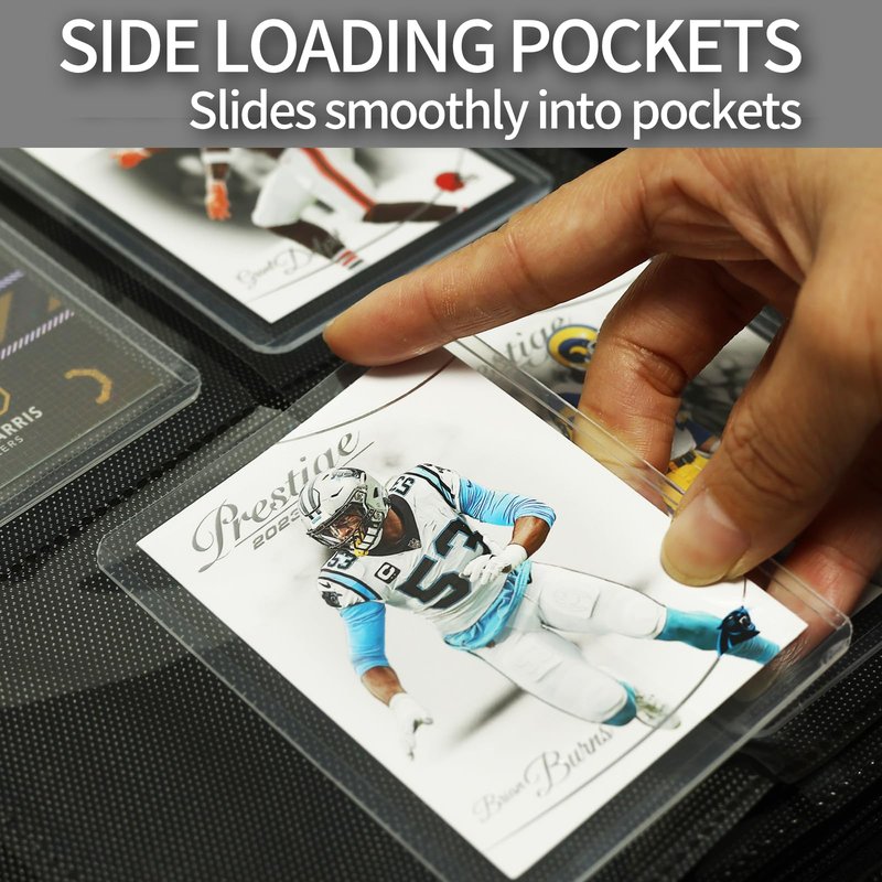 Card Binder for Toploaders,Portable 4 Pockets Trading Card Holder Albums for Sports, Trading, and Gaming Cards Black
