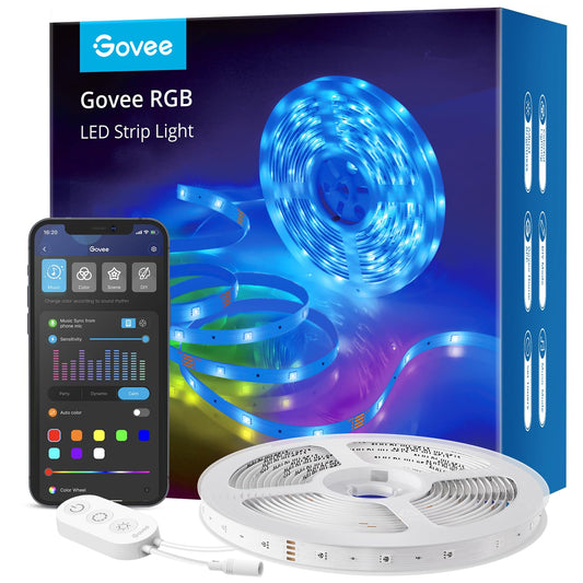 Govee Smart RGB LED Strip Lights, 16.4ft WiFi LED Strip Lighting Work with Alexa and Google Assistant, 16 Million Colors with App Control and Music Sync LED Lights for Bedroom, Home Decor