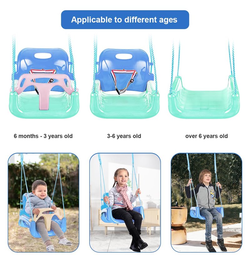nets Tribe Toddler Swing, 3-in-1 Baby Swing Seat, Anti-Flip Snug & Secure Detachable Kids Swing Set, Infants to Teens Swing Seat for Playground Indoor Outdoor. (Macaron Green)