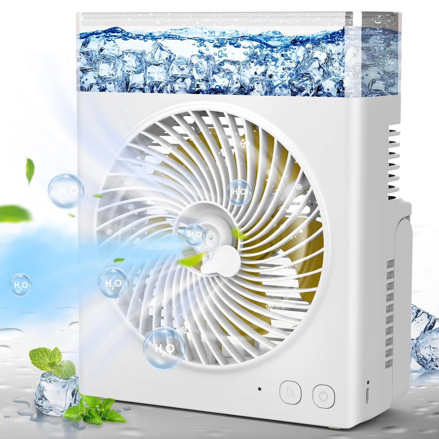 JINLICTE Portable Misting Fan, 8000mAh 8-Inch Rechargeable Water Cooling Mist Fan with 600mL Water Tank, Quiet USB Battery Powered, Perfect for Camping Home Outside Office Travel