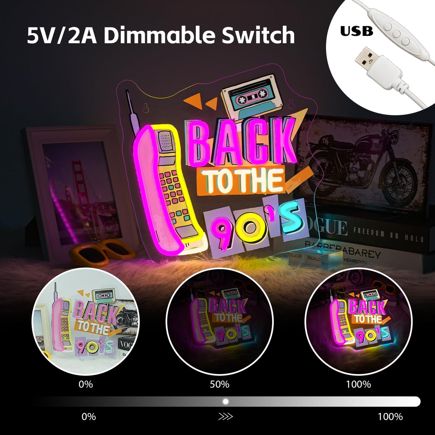 LooKLight Guitar Rock and Roll Neon Sign,Neon Light Sign,Led Neon Light for Wall Decor,Guitar Shape Light Up Sign,USB Neon for Bar Live Music Vocal Recital Concert Man Cave