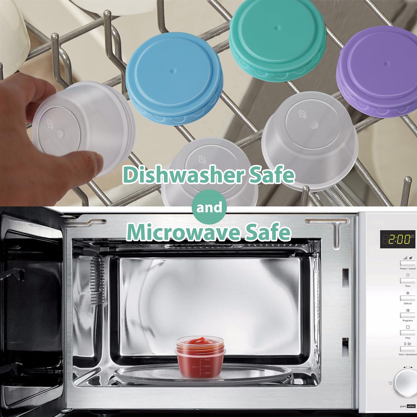 6 Pack 2.7 OZ Salad Dressing Container to Go with lids,Dishwasher and Microwave Safe Tiny Condiment Containers with Graduated Lines, Reusable and Leakproof Small Sauce Containers for Lunch Box