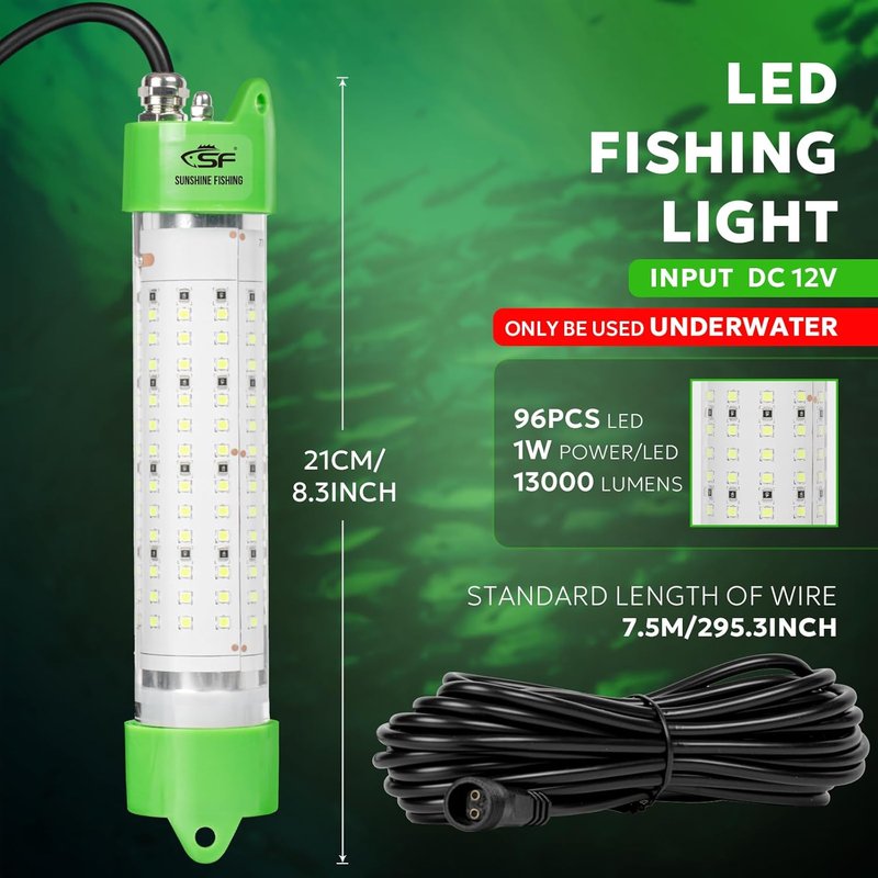 LED Underwater Fishing Light - Fish Attracting Submersible Light | IP68 Waterproof, 45W-200W Options