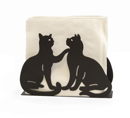 Mango Steam Tabletop Napkin/Tissue & Letter Holder For Home, Kitchen, Restaurants (Cat, Black)