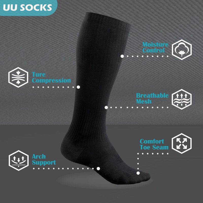 Medical Compression Socks for Women and Men 3 Pairs 20-30 mmHg Knee High Christmas Compression Stockings Circulation Best for Running Athletic Nurses (02 Gray, Small-Medium)