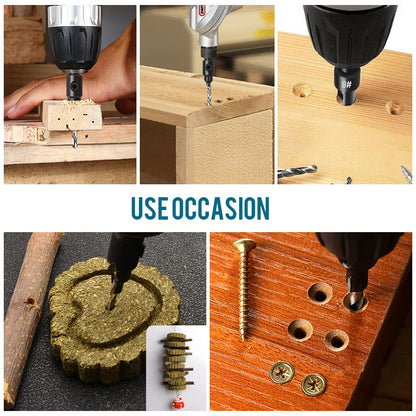 Countersink Drill Bit Set, 5Pcs Quick Change 1/4" Hex Shank Adjustable Countersink Set, 5pcs Free Replaceable Drill Bits with One Hex Wrench, Woodworking Countersink Drill Bits