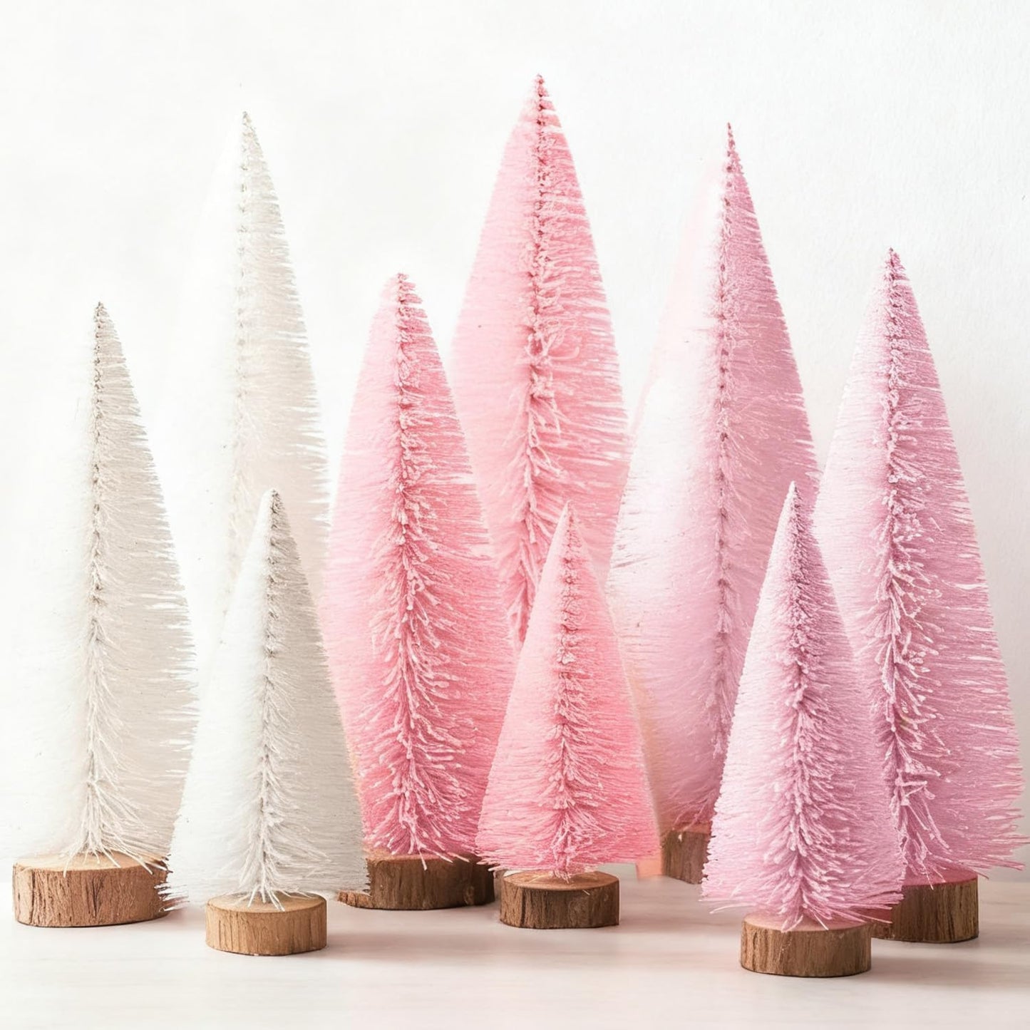 Desktop Miniature Pine Tree Tabletop Christmas Tree Small Pine Tree Decor Christmas Tree Toppers (Light Pink White Pink)