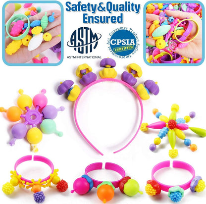 FunzBo Pop Beads Kit for Girls Toys - Jewelry Making Kit with Bracelets, Headbands & Rings, Arts and Crafts Kit DIY Kids Toys for Age 3 4 5 6 Christmas Gifts for Kids