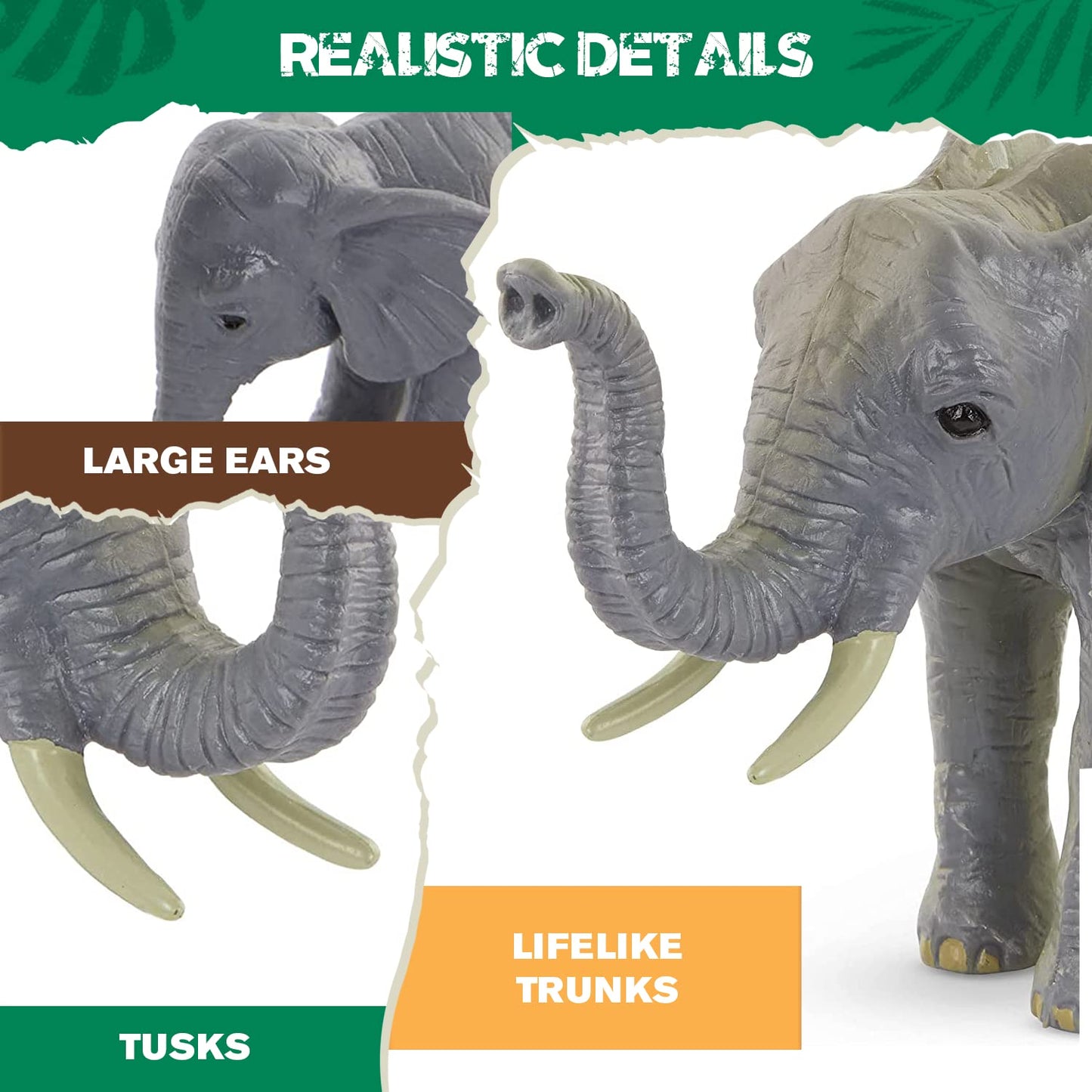 Terra By Battat – 4 Pieces African Elephant Toys Family Set – Realistic Plastic Safari Animals Figures – Animal Toys for Kids 3+ Years – Elephant Gifts & Baby Shower Decorations