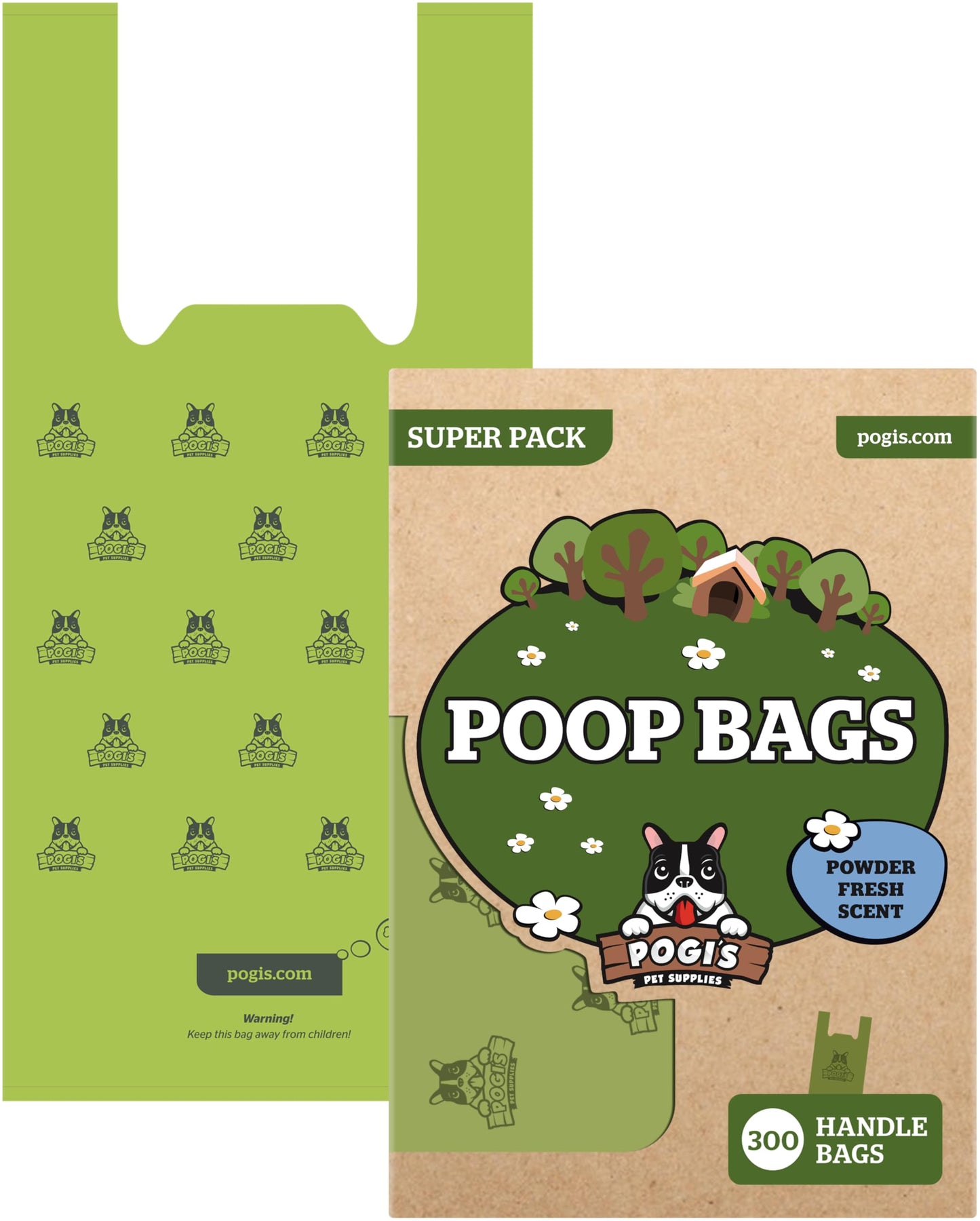 Pogi’s Dog Poo Bags with Handles – Extra Thick, Leak-Proof, Large, Fresh Scented, 300-Count