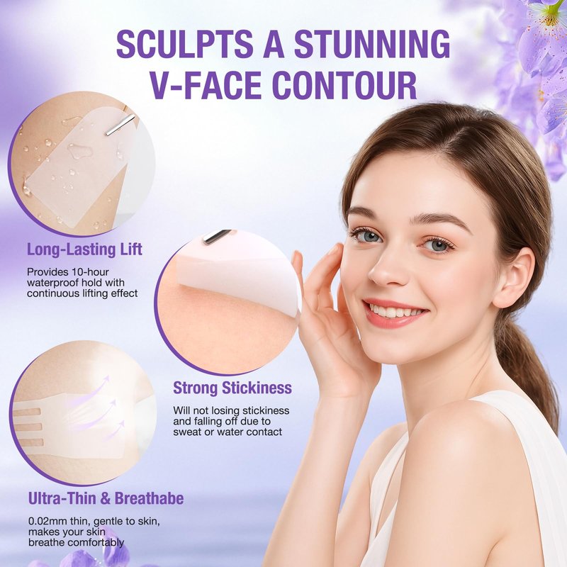 2026 Face Neck Lift Tape Invisible Wrinkle Smoothing & Skin Tightening Waterproof Anti-Aging Lift Sticker for Sagging Skin/DoubleA Chin/Jowls Say goodbye to wrinkles 8 Bands + 38 Patches Kit
