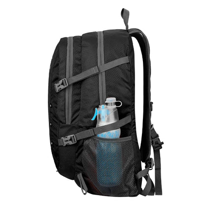 POKARLA 40L Foldable Rucksack Travel Hiking Daypack Durable Lightweight Walking Camping Folding Sports Outdoor Backpack Water Resistant Ultra Packable Carry On Bag Unisex Black