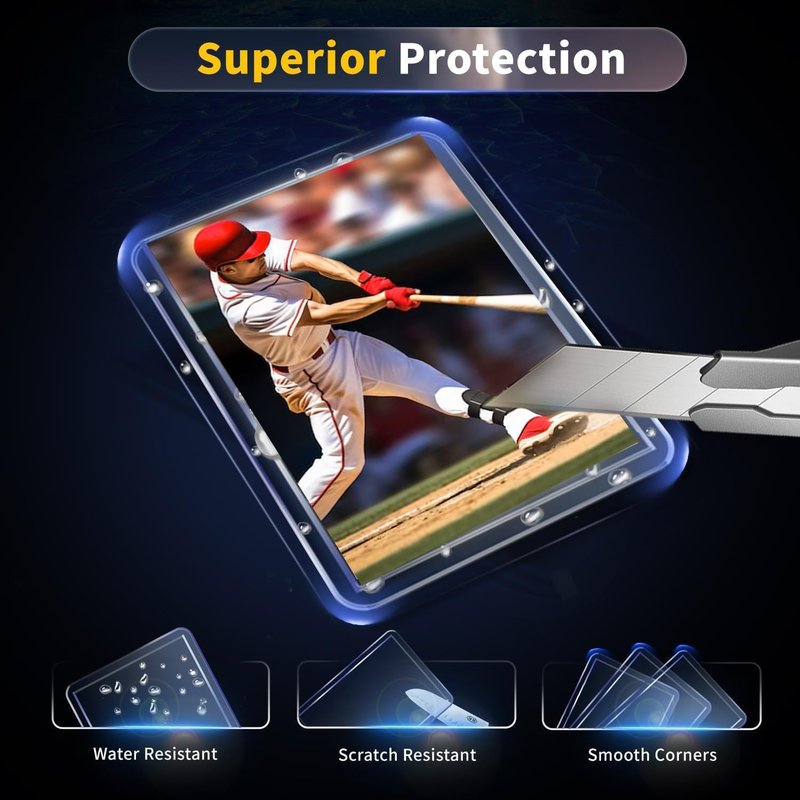 200 Card Sleeves Hard Plastic, Premium Baseball Card Sleeves, 3" x 4" Trading Cards Holder, Sports Football Game Cards Protectors Top Cases (100 Hard Sleeve + 100 Soft Sleeve)