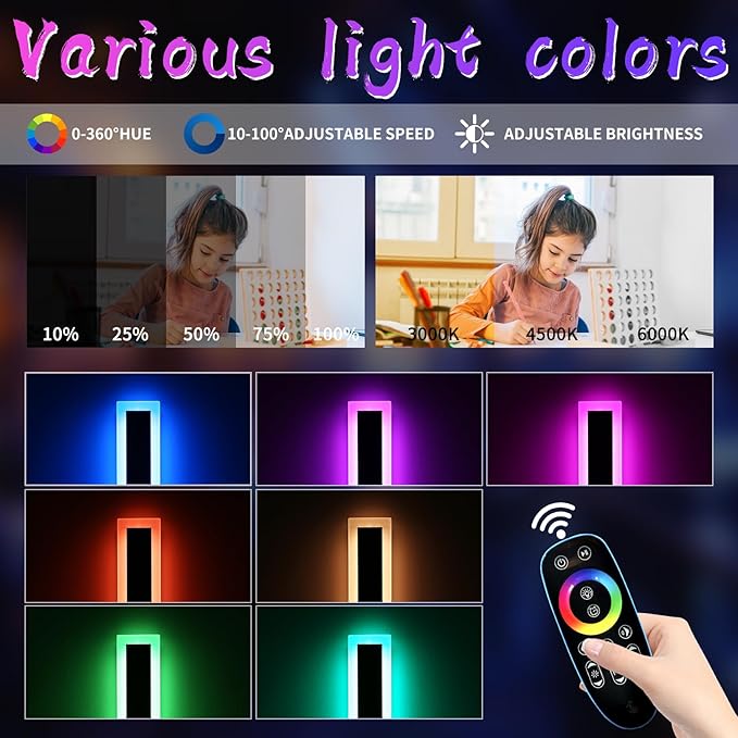 Widened 2 Pack Modern RGB Outdoor Wall Light, 47.2inch 10 Colors Dimmable LED Wall Mount Sconces, 41W, IP65 Waterproof, Long Linear Garage Lighting Fixtures for Garden, Yard, House