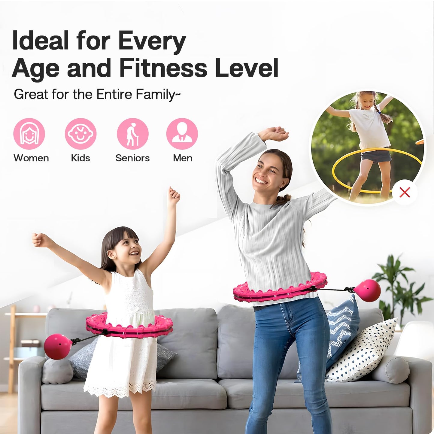 Argvsde Weighted Hula Infinity Fitness Hoop for Adult Weight Loss, 2 in 1 Smart Fitness Workout Hula Circle Hoops with 27 Detachable Knots, Exercise Fit Hoop Suitable for Women and Beginners