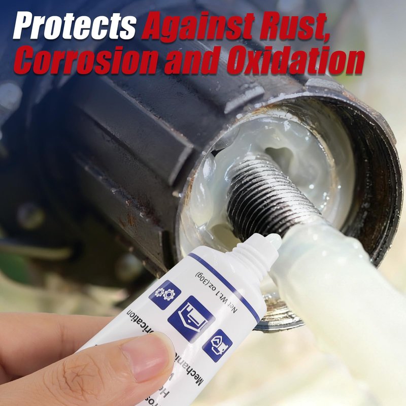 Keze White Lithium Grease Tube Automotive Grasa De Litio Car Door Grease with Brush NLGI 2 Rust Corrosion Waterproof for Hinges, Bearings, Gears, Bike and Garage Doors, Sliding Track,1oz-1 Pack