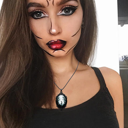 Gothic Necklace as Goth Accessories for Halloween Costume Jewelry for Women, Gothic Jewelry Witch Necklace as Black Choker Goth Gifts, Raven Vampire Pendant as Punk Grunge Accessories Halloween Gifts