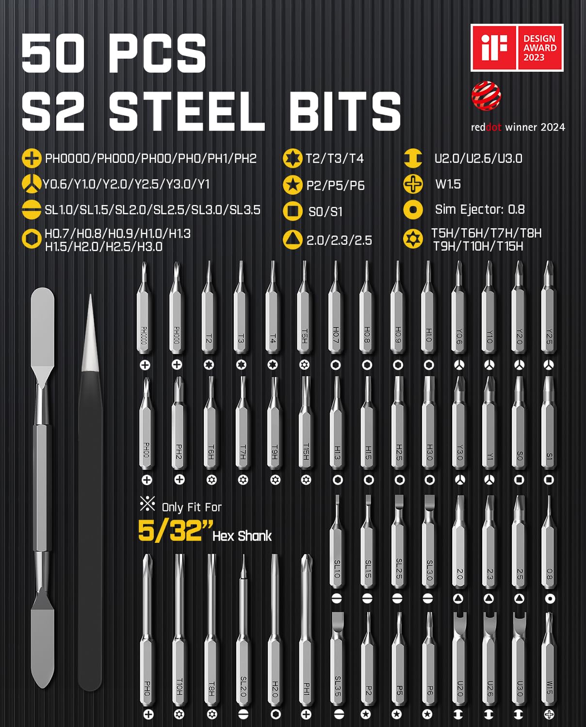 Fanttik E1 Max 3.7V Electric Screwdriver, Mini Precision Screwdriver Set, 50 Magnetic Bits, Magnetic Storage, 5/32‘’Hex, Repair Tool Kit for Electronics Phone Camera Laptop Watch (Grey)